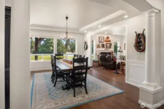 Formal dining room has enough room to host the holiday dinners.