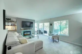 Living room look out toward deck
