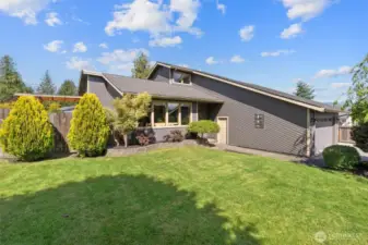 Large, shady front yard