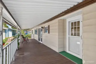 A huge covered porch welcomes guests.