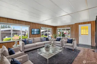Living room shown with virtuatl staging.
