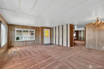 Another view showing the living room layout.