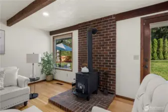 Cozy Wood Burning Fireplace