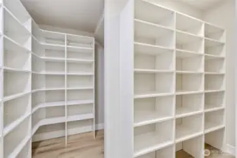 A true entertainer’s pantry—room for appliances, storage, and bulk essentials.