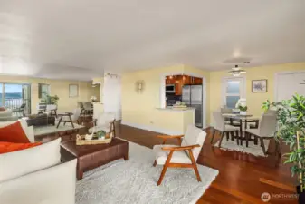 Spacious living & dining rooms with beautifully updated kitcehn