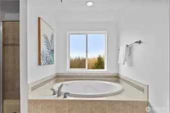 Soak in the suds with sunset views