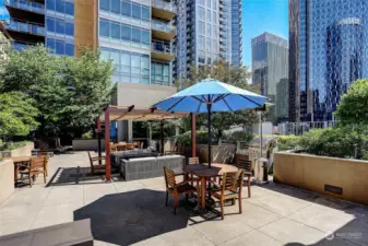 Community Terrace - *Includes 2 gas grills, gas fire pit, and a pet relief station. Able to be reserved as a shared space.