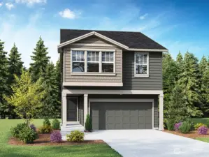 Birkdale Elevation B Floorplan Rendering. Depictions of homes or other features are artist conceptions. Hardscape, landscape, and other items shown may be decorator suggestions that are not included in the purchase price and availability may vary. No view is promised. Views may also be altered by subsequent development, construction and tree growth and landscaping.