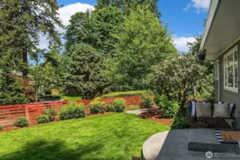 Fully fenced yard with dog run