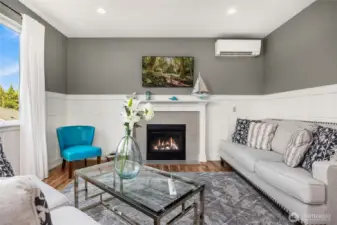 Great Room overlooks the lush landscaped backyard