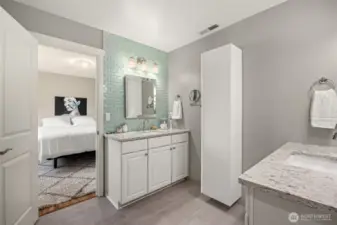 Primary bedroom bathroom with his/her vanities