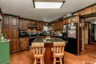 Kitchen with bar custom cabinets