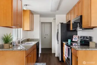 Classic galley kitchen.