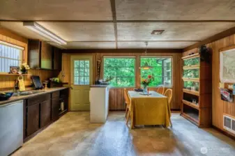 Open kitchen, living and dining.