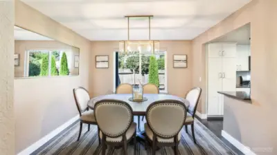 This versatile dining space is perfect for both formal occasions and casual nights in.