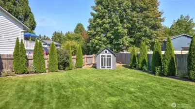Expansive backyard with endless possibilities for play and gardening.
