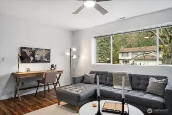 This lower-level bonus/family room offers so much versatility and function. Flexible to fit your lifestyle needs.