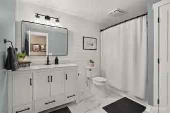 The second full bathroom is generously sized and thoughtfully appointed.