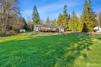 Looking at the back of the home.