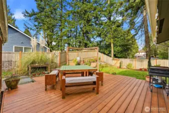 The back deck is the perfect place to host.