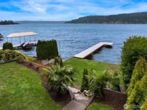 Thoughtfully designed and landscaped, two-tier backyard.