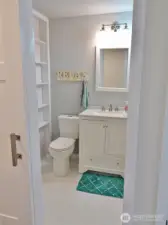 Classic "barn-style" door leads into the Guest Bathroom.