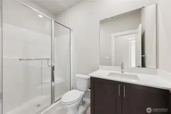 3/4 bath situated next to main floor bedroom.