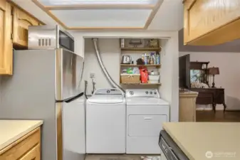 Full size washer & Dryer are tucked away