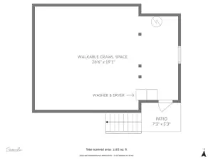 Floor plan for the walkable crawlspace under the house where the washer and dryer are located.