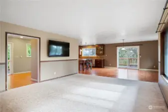 Looking into the Living Room and Dining area from front door