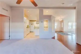 View from Living Room into Kitchen & Dining area