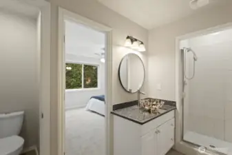 Main floor bath...connects to bedroom #3