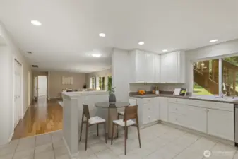 Virtually-Staged second kitchen...open to dining and living!
