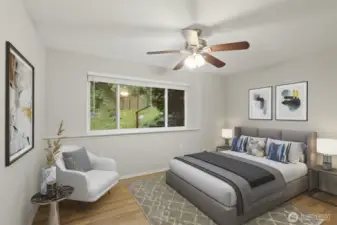 Virtually-Staged 2nd downstairs bedroom is large
