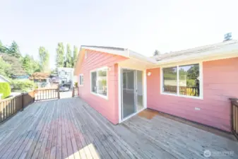Gigantic deck off of the kitchen.