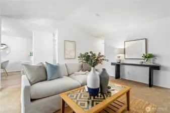 Vaulted ceilings and the open floor-plan make this such an airy and seamless space with great flow.
