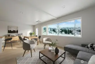 Virtually staged main level. What a view!