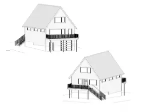 Rendering included the future deck on front and back of the home