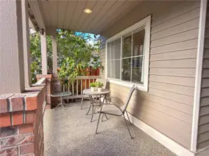 Morning coffee on the front entry covered porch.