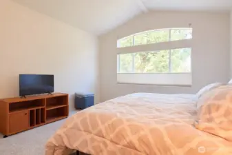 Vaulted ceilings in the Primary bedroom.