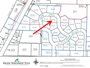 Lot 20 is the NE Lot, easily identified as the neighboring lot (lot 021-01 in this map) is typically not mowed. Mowed line are not representative of the exact property lines, only approximate.