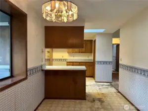 Dining space view into kitchen