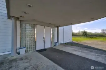 Covered entry to the main house