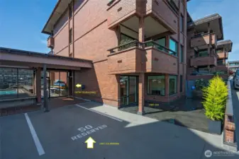 Parking space right next to Front Entry and Patio. Convenient to carry in groceries! Easy access to common areas including paddle boards and pool!