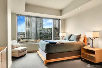 At night, watch the city lights twinkle from your primary suite.