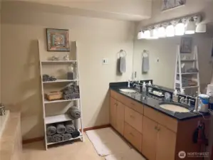 Primary bath with heated tile floors