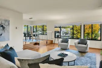 Grand Sunken Living Room with Lovely Views