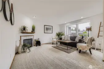 Light and bright with a cozy gas fireplace