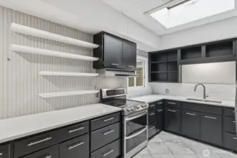 Kitchen Counters, Custom Cabinets, Stainless Steel Appliances