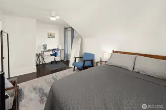 Unit #2015: Upstairs the largest of the three bedrooms is located at the front corner of the house, with both north and east-facing windows - complete with black-out blinds for added comfort.